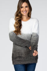 Charcoal Fuzzy Ombre Maternity Sweater