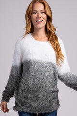 Charcoal Fuzzy Ombre Maternity Sweater