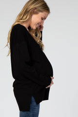 Black V-Neck Lightweight Maternity Sweater