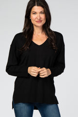 Black V-Neck Lightweight Maternity Sweater