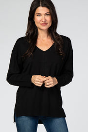 Black V-Neck Lightweight Sweater