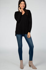 Black V-Neck Lightweight Sweater