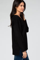 Black V-Neck Lightweight Sweater