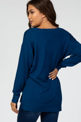 Teal V-Neck Lightweight Maternity Sweater