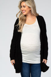 Black Cable Knit Maternity Cardigan