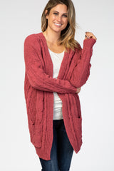 Mauve Cable Knit Cardigan