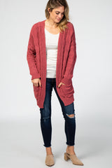 Mauve Cable Knit Cardigan