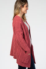 Mauve Cable Knit Cardigan