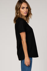 Black Short Sleeve Thermal Top