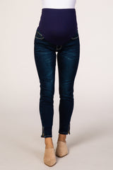 PinkBlush Blue Zipper Leg Maternity Jean