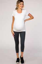 Pine Green Cropped Teardrop Cutout Maternity Active Leggings