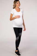 PinkBlush Black Colorblock Mesh Cutout Maternity Active Leggings