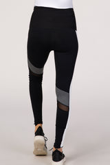 PinkBlush Black Colorblock Mesh Cutout Maternity Active Leggings