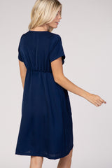 PinkBlush Navy Button Down Short Sleeve Dress