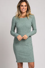 Mint Green Knit Long Sleeve Dress