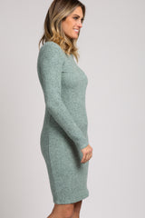 Mint Green Knit Long Sleeve Dress