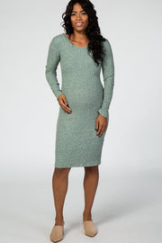 Mint Green Knit Long Sleeve Maternity Dress