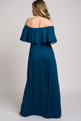 Teal Off Shoulder Maxi Dress