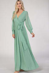 Mint Green Chiffon Maxi Dress