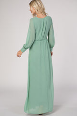 Mint Green Chiffon Maxi Dress