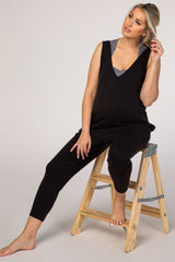 Black V-Neck Maternity Jumpsuit