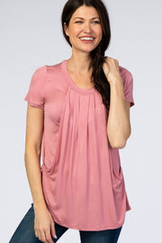 PinkBlush Mauve Pleated Draped Front Nursing Top