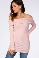 PinkBlush Light Pink Off Shoulder Long Sleeve Top