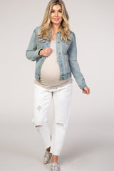 PinkBlush White Straight Leg Lightly Distressed Maternity Jeans