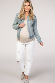 PinkBlush White Straight Leg Lightly Distressed Maternity Jeans