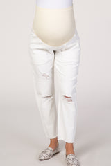 PinkBlush White Straight Leg Lightly Distressed Maternity Jeans