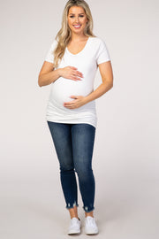 PinkBlush Blue Distressed Cropped Maternity Jeans