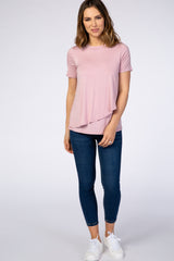 PinkBlush Mauve Short Sleeve Curved Hem Nursing Top