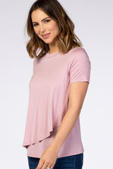 PinkBlush Mauve Short Sleeve Curved Hem Nursing Top