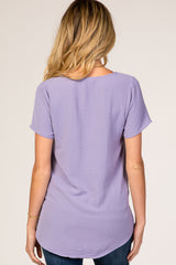 Lavender Button Tie Front Maternity Top