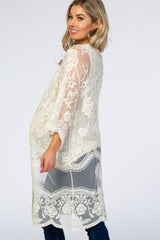 White Lace 3/4 Sleeve Maternity Cover Up