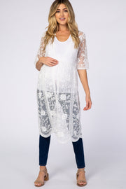 White Lace Mesh Maternity Cover Up