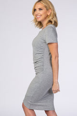 PinkBlush Heather Grey Ruched Tulip Hem Dress