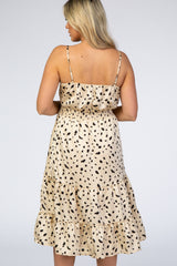 Cream Polka Dot Front Knot Maternity Dress