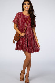 Red Printed Tiered Babydoll Dress