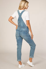 Light Wash Distressed Denim Overalls