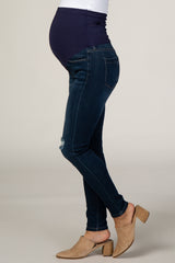 PinkBlush Navy Distressed Maternity Skinny Jeans