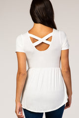 PinkBlush White Cross Back Top