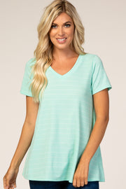 Mint Striped V-Neck Top