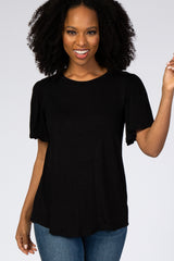 Black Tie Back Short Sleeve Top