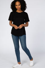 Black Tie Back Short Sleeve Top