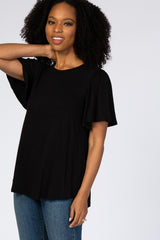 Black Tie Back Short Sleeve Top