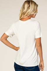 White V-Neck Cuff Sleeve Top