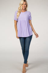 Lavender Swiss Dot Babydoll Blouse