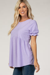 Lavender Swiss Dot Babydoll Blouse