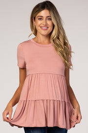 Pink Tiered Maternity Top